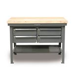 Strong Hold - T7236-4DB-KL-MT - Industrial Shop Table with Maple Top and 4 Key Lock Drawers