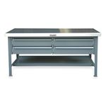 Strong Hold - T7236-4DB-KL-SSTOP - Industrial Shop Table with Maple Top and 4 Key Lock Drawers